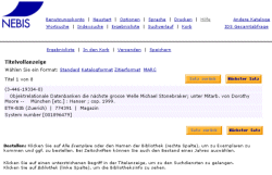 Catalogue View of a Choosen Entry
